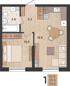 39,3 м², 1-комнатная квартира 6 248 700 ₽ - изображение 15