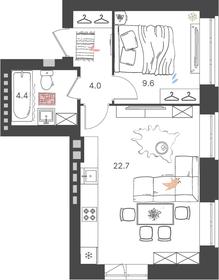 40,7 м², 1-комнатная квартира 5 555 550 ₽ - изображение 71