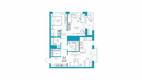 65,7 м², 2-комнатная квартира 7 091 280 ₽ - изображение 12