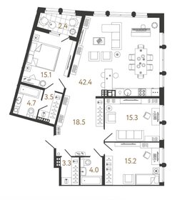 Квартира 122 м², 3-комнатная - изображение 1