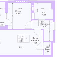 Квартира 36 м², 1-комнатная - изображение 2