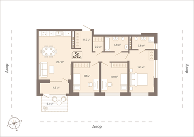 116 м², 3-комнатная квартира 9 200 000 ₽ - изображение 55