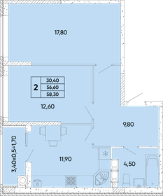 58,3 м², 2-комнатная квартира 6 879 400 ₽ - изображение 25