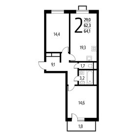 64,1 м², 2-комнатная квартира 14 371 220 ₽ - изображение 6