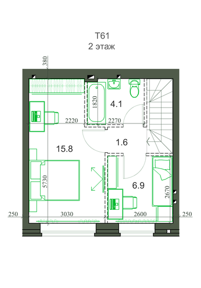 61,9 м², 3-комнатная квартира 5 891 000 ₽ - изображение 1