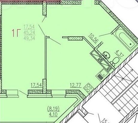 49 м², 1-комнатная квартира 4 400 000 ₽ - изображение 1