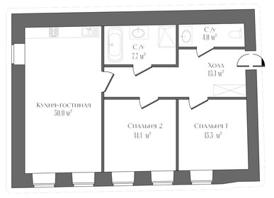 Квартира 86,1 м², 2-комнатная - изображение 1