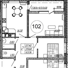 63,4 м², 2-комнатная квартира 6 240 000 ₽ - изображение 38