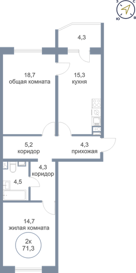 71,3 м², 2-комнатная квартира 7 000 000 ₽ - изображение 12