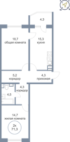 Квартира 71,3 м², 2-комнатная - изображение 1