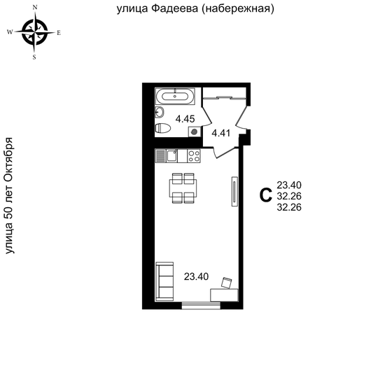 32,3 м², квартира-студия 3 371 000 ₽ - изображение 1