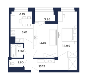 Квартира 61,1 м², 3-комнатная - изображение 1