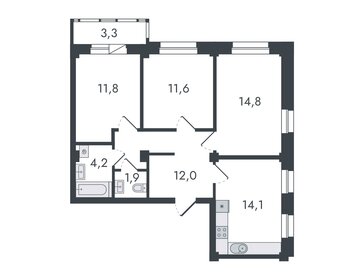 Квартира 73,7 м², 3-комнатная - изображение 1