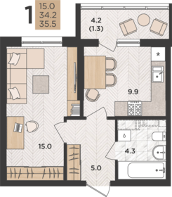 25 м², квартира-студия 4 100 000 ₽ - изображение 119