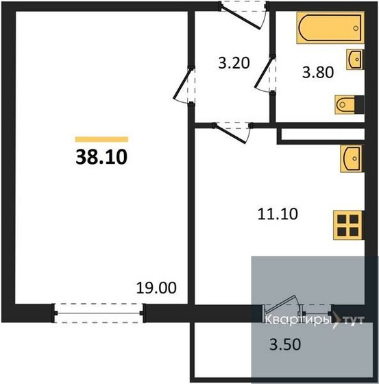 38,1 м², 1-комнатная квартира 3 867 150 ₽ - изображение 12