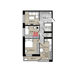 Квартира 63,8 м², 3-комнатная - изображение 2