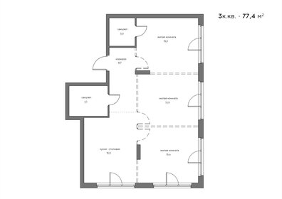 Квартира 77,4 м², 3-комнатная - изображение 1