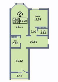 Квартира 65,3 м², 2-комнатная - изображение 1