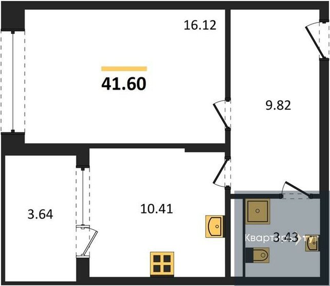 41,6 м², 1-комнатная квартира 7 004 719 ₽ - изображение 18