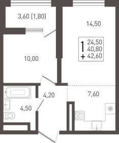 41,8 м², 1-комнатная квартира 7 628 500 ₽ - изображение 16