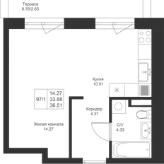 Квартира 36,5 м², студия - изображение 3