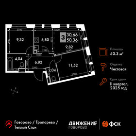 Квартира 50,4 м², 3-комнатные - изображение 1