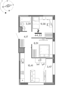 52,7 м², 2-комнатная квартира 3 500 000 ₽ - изображение 89
