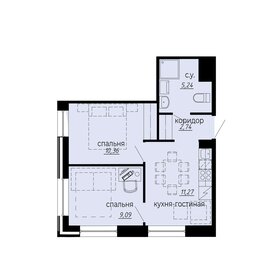 Квартира 38,7 м², 2-комнатные - изображение 1