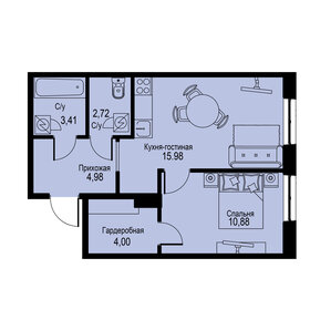 Квартира 42 м², 1-комнатная - изображение 1