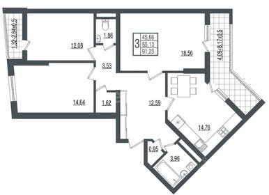 91 м², 3-комнатная квартира 12 350 000 ₽ - изображение 98