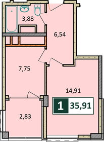 35 м², 1-комнатная квартира 9 791 600 ₽ - изображение 28