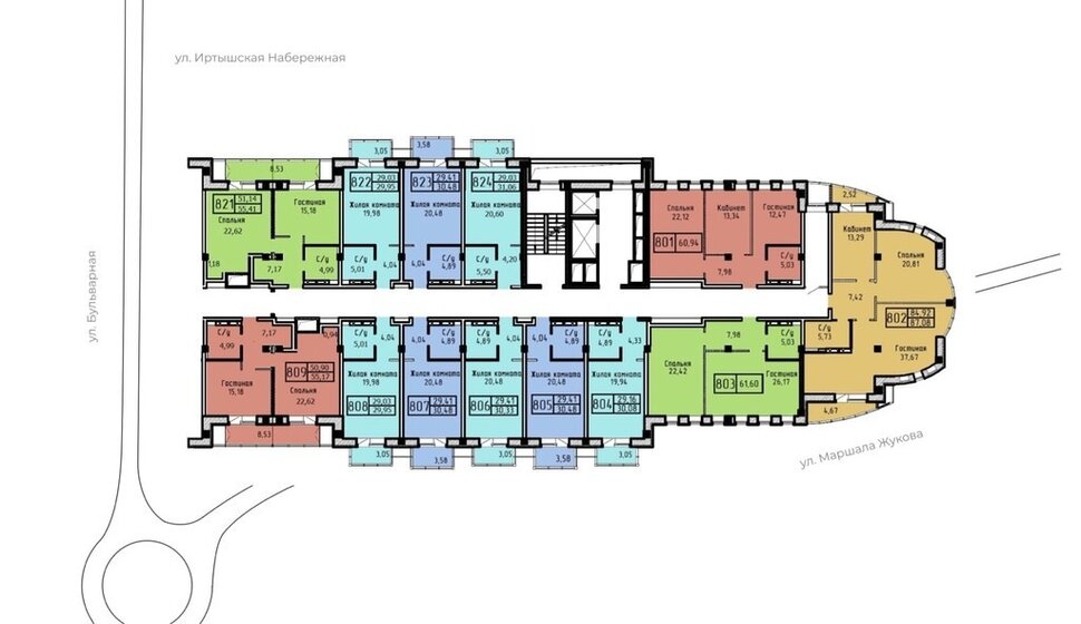 61 м², 2-комнатные апартаменты 4 760 000 ₽ - изображение 1