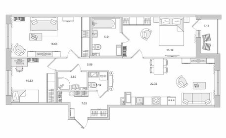 Квартира 91,2 м², 3-комнатная - изображение 1