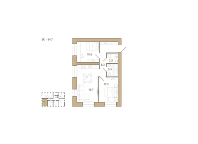 57 м², 2-комнатная квартира 6 555 000 ₽ - изображение 4