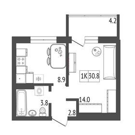 28 м², 1-комнатная квартира 3 300 000 ₽ - изображение 70