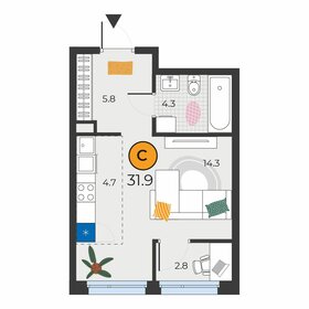 29,4 м², квартира-студия 5 500 000 ₽ - изображение 70