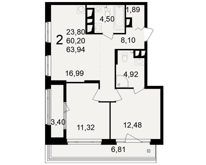 63,9 м², 2-комнатная квартира 6 234 150 ₽ - изображение 1