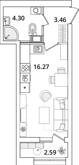 25,3 м², квартира-студия 7 866 086 ₽ - изображение 17