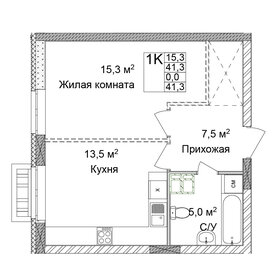 Квартира 41,3 м², 1-комнатная - изображение 1