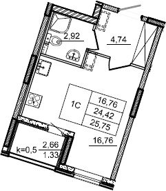 Квартира 25,8 м², студия - изображение 1