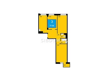 Квартира 77,1 м², 3-комнатная - изображение 1