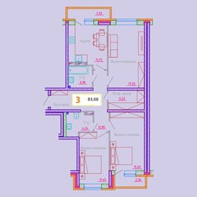 Квартира 83,7 м², 3-комнатная - изображение 1