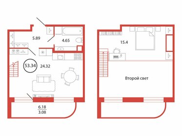 Квартира 53,3 м², студия - изображение 1