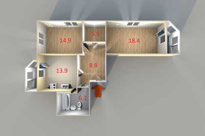 58 м², 2-комнатная квартира 5 600 000 ₽ - изображение 37