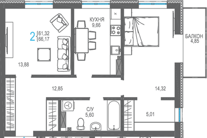 56 м², 3-комнатная квартира 11 500 000 ₽ - изображение 132