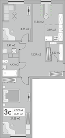 89 м², 3-комнатная квартира 7 610 000 ₽ - изображение 26