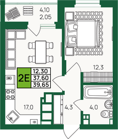 39,7 м², 1-комнатная квартира 4 631 861 ₽ - изображение 15