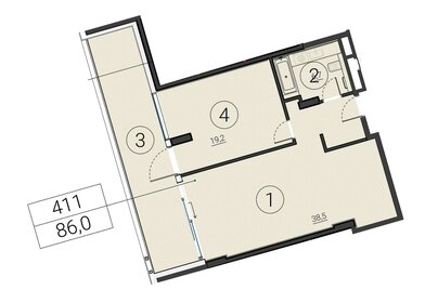 Квартира 86 м², 2-комнатные - изображение 1
