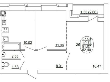 Квартира 52 м², 2-комнатная - изображение 5