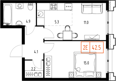 47,4 м², 2-комнатная квартира 9 100 000 ₽ - изображение 50